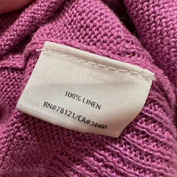 Eileen Fisher Open Front Cardigan Sweater Shrug 100% Linen Lilac Size L Petite - Picture 9 of 11